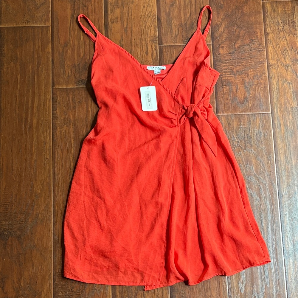 FAVLUX Wrap Romper with Side Tie Orange/red